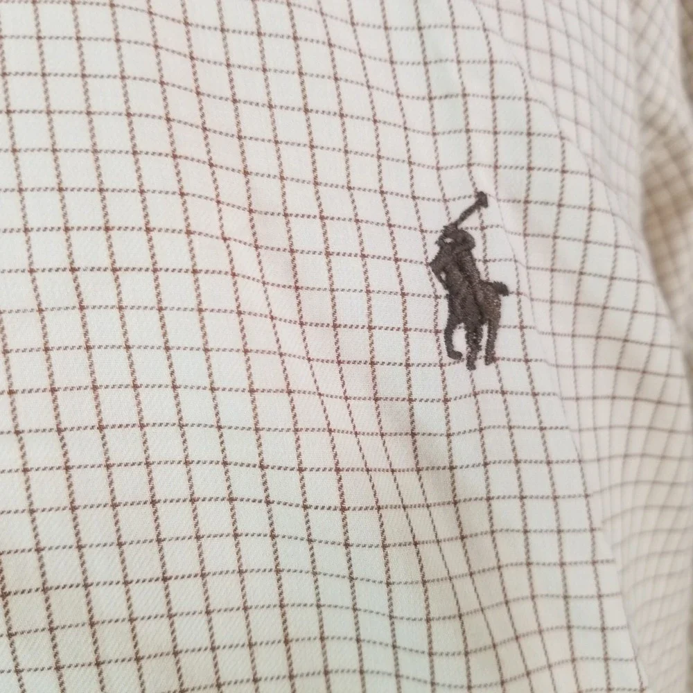 Ralph Lauren shirt men's XL extra large 17.5 Yarmouth beige check long sleeve